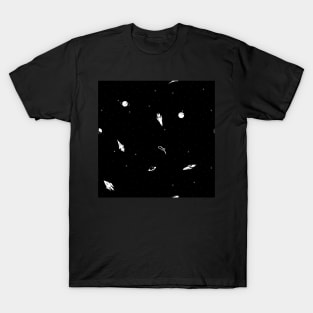 Space Pattern - Spaced Out - Black and White T-Shirt